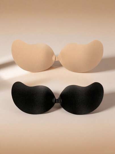 4/2/1件装粘性硅胶露背聚拢文胸，前扣式文胸，丰胸 - 透气亲肤罩杯，适合A-D罩杯，可多次使用，深V露背连衣裙