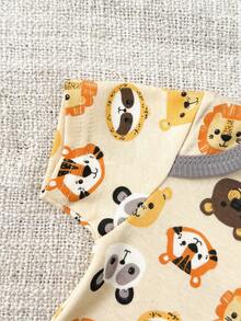 4件套婴儿男女宝宝0-12个月纯棉休闲短袖可爱卡通连体衣四季皆宜 - 彩色 - 查看 5