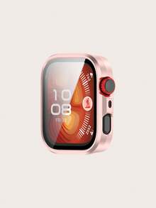 1pc Unisex Plain Color Cover Case & Screen Protector All-In-One PC Smartwatch Case Compatible With Huawei Watch Fit 4 Pro