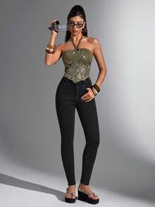 Jeanoix High Stretch Slant Pocket Casual Skinny Jeans