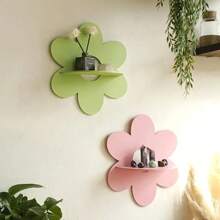 1pc Bohemian Style Cute Floating Shelf, Wooden Flower Floating Rack, Wall Crystal Storage Rack, Minimalist Home Decor Pendant, Crystal Oil Display Stand, Wall-Mounted Wooden Rack, Wall Decor Gift For Birthday, Graduation, Bedroom, Living Room, Bathroom, Kitchen, Office, Home Decoration