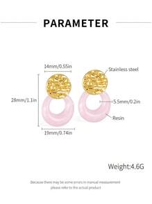 1 par de pendientes de acero inoxidable, pendientes de resina multicolor para el verano, joyería adecuada para que las mujeres usen al salir y en cualquier ocasión