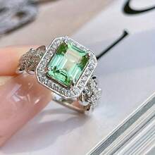 1 Exquisite Synthetic Gemstone Setting Ring, Suitable For Women's Daily Casual Parties, Banquets, Jewelry Gifts - 銀色 - 查看 2