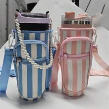 40oz Insulated Tumbler Sleeve, Neoprene Cup Holder For Yeti Rambler, Ozark Trail, Rtic, Atlin, Ello, Coleman And Other Large Travel Bottles With Handles, New Design Water Bottle Carrier With Adjustable Shoulder Strap - Purple - View 3