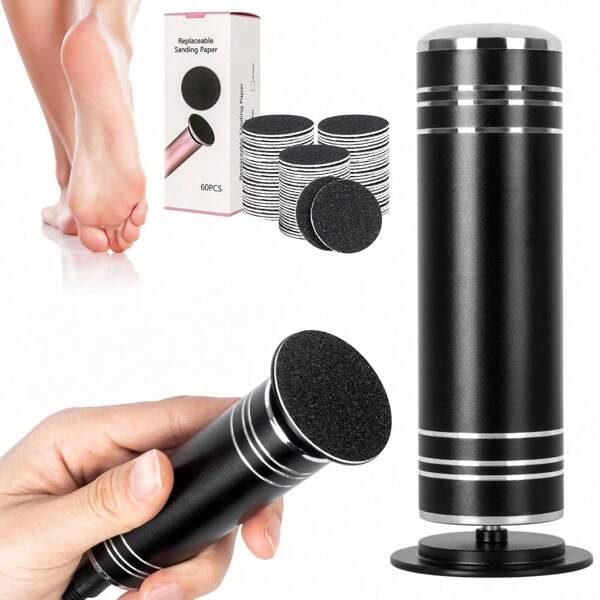 Electric Foot Grinder, Electric Callus Remover With Speed Control, Foot File Tool With 60pcs Replacement Sanding Discs, Suitable For Men And Women With Dry, Cracked Skin And Calluses