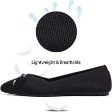 Womens Flat Shoes Classic Pointed Toe Flats Knitted Dress Shoes Soft Comfortable Dressy Flats Women - 6042黑色蝴蝶結 - 查看 3