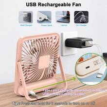 YITUMU Ventilateur de bureau mini rechargeable 1800 mAh, ventilateur de refroidissement portable à 5 vitesses, puissant flux d'air, fonctionnement silencieux, forme carrée, chargement USB, convient pour la maison, le bureau, la voiture et les voyages en extérieur