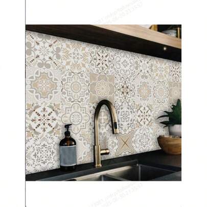 16 قطعة من ملصقات الحائط الأنيقة بتصميم الزهور، ذاتية اللصق من مادة البي في سي للديكور المنزلي، مناسبة لتزيين جدران المطبخ والغرفة المعيشة والحمام، ديكور الحائط وديكور المطبخ