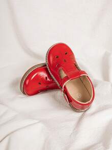 Vintage Elegant Mary Jane Flat Shoes For Girls, Red School Princess Shoes, Back To School Performance Footwear