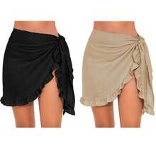 Women's Sarong Short Beach Cover Up Skirt Sheer Bikini Wraps Ruffle Hem Bathing Suit Coverups For Swimwear For Dress