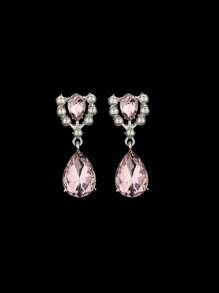 Set de 2 piezas de joyería con collar y aretes, accesorios de boda y fiesta de lujo exagerados con perlas y cristales para mujeres
