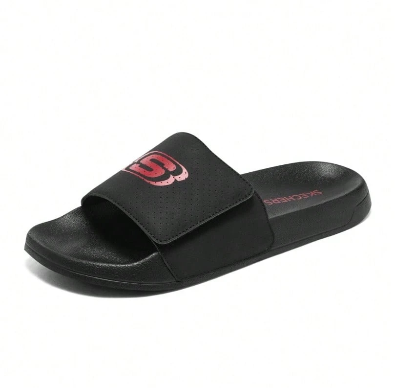 Skechers 男士简约透气缓震轻便休闲运动拖鞋，春夏季 - 黑色 - 查看 1