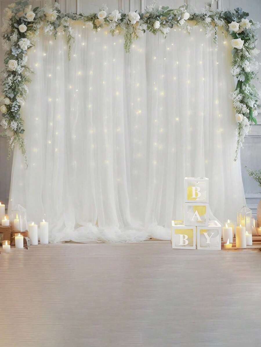1 Piece 3 M Long / 1.5 M Wide White Pink Gauze Curtain With Tulle Background, Transparent Gauze Curtain, Used For Stage Background, Outdoor Photography, Holiday Party, Wedding Party, Home Decoration (Multiple Color Options)