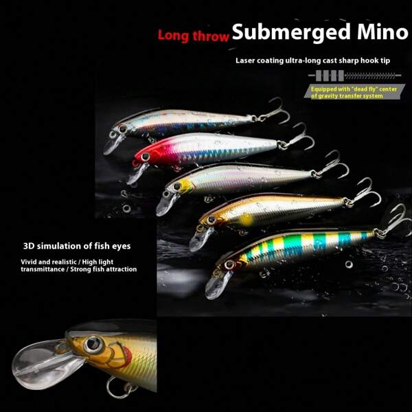 Silver Knife Lure Sinking Minnow Bionic Hard Lure Pencil Lure, Suspending Super Long Casting Minnow Lure, Fast Hookup Distant Cast Slow Sinking Minnow With Built-In Power Distance Throwing System, Vivid Painted Fish Eye, Strengthened Triple Hooks, Mouth-Watering For River Bass