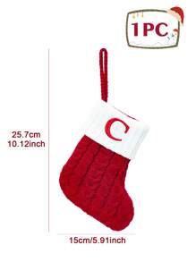 1 pieza Calcetín navideño de punto rojo de 10 pulgadas, calcetín colgante con letras en inglés y copos de nieve, para decoración de fiestas navideñas 2026, suministros y decoración de habitaciones navideñas, calcetín navideño personalizado con inicial, decoración navideña del hogar y familiar, adorno del árbol de Navidad, paquete de regalos sorpresa de Nochebuena, disfraces y favores de fiesta navideña