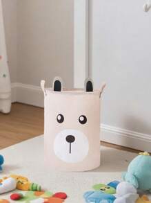 1 件花朵印花/卡通图案带耳朵洗衣篮，家用折叠脏衣篮，娃娃收纳桶，洗衣篮，家庭整理和存储用品，适用于浴室卧室客厅宿舍，家庭装饰袋，学校用品，学校用品，宿舍必需品，衣服整理器，衣柜整理和存储