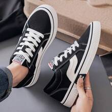 Men'S Large Size Canvas Skate Shoes 2025, Stylish Color-Blocking Casual Shoes For Teens, Featuring Thick, Non-Slip Soles.