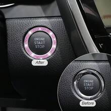 Car Bling Engine Start Ring Decals, 2 Pack Car Push Start Button Cover/Sticker, Ignition Knob Bling Ring, Sparkling Car Interior Accessories Women (Pink1)2025 - Màu tím - Xem 4