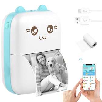 Mini Photo Printer Label Printer (Note: Optional 5 Rolls Of Self-Adhesive Paper Or Independent Printer) Portable Thermal Printer For Android Or IOS APP, Inkless Printer, Suitable For Printing Diaries, Photos, Work Memos, And Work Lists