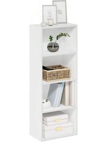 Estante de Libros Abierto de 4 Niveles, Color Blanco, Estante Decorativo para Libros y Objetos, Ideal para Sala de Estar, Dormitorio y Oficina - Blanco/celeste - Ver 6