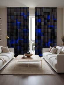 2pcs Cartoon Room Curtains, Polyester Living Room Curtains, Bedroom Blackout Curtains, Bedroom Decoration Home, House Bedroom Wedding Decoration Style, Blackout Curtains Without Drilling, Christmas Home Decoration, Kitchen Curtain Set - Multicolor - View 3