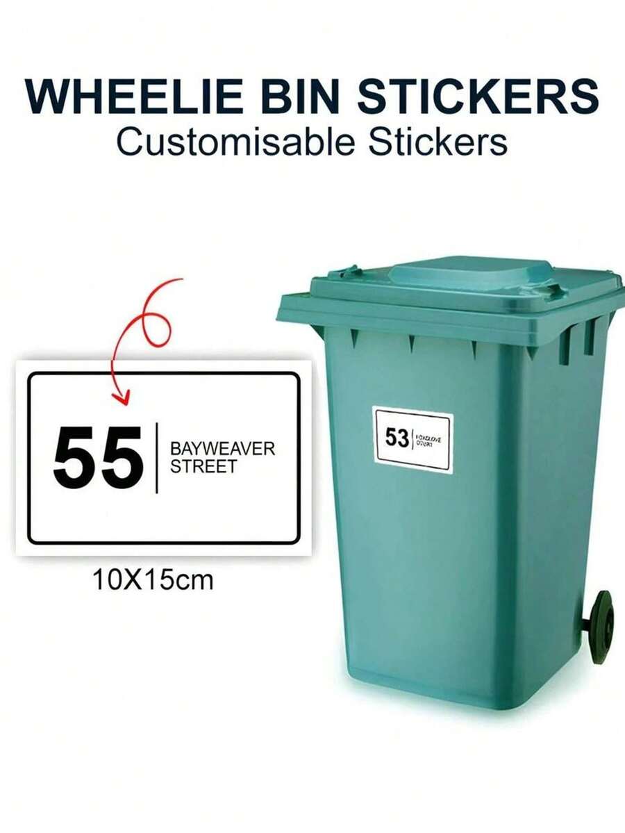 10x15cm Personalized Trash Can Sticker - Decorate Your Trash Can With House Number And Street Name, Horizontal Design For Easy Identification, Waterproof And Durable, Modern Personalized Housewarming, Couple, Parent, Family, Friend Gift - Multicolor - View 1