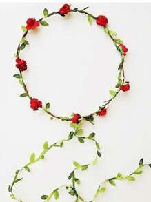 1/5 Pieces (Random Color) Bright Flower Crown And Fairy Flower Crown Set - Colorful Flower Crown Headband, Green Leaves, Simple Green Leaves, 9 Paper Flower Crown Accessories Headband, Hair Hoops