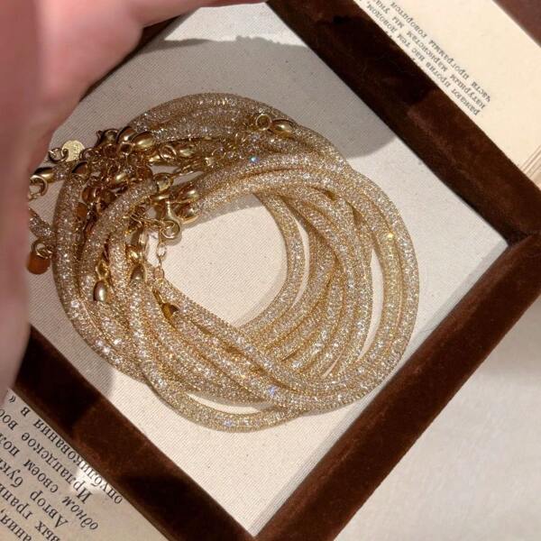 1pc Iuxurious Handmade Bracelet With Giant Sparkling Diamonds