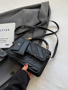 Bolso de mujer de alta calidad, de moda y versátil para el hombro/cruzado, bolso cuadrado, verano 2025 - Negro - Ver 7