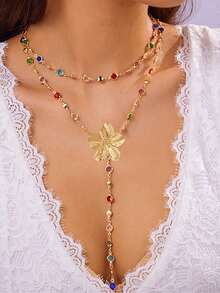 Bộ 4 dây chuyền tua rua mặt thánh giá đính đá phong cách Hip Hop thanh lịch cổ điển, độc đáo, cá nhân hóa, quà tặng trang sức đa năng cho phụ nữ, tiệc tùng, trang trọng hàng ngày, ngày lễ mùa hè - màu sắc - Xem 7