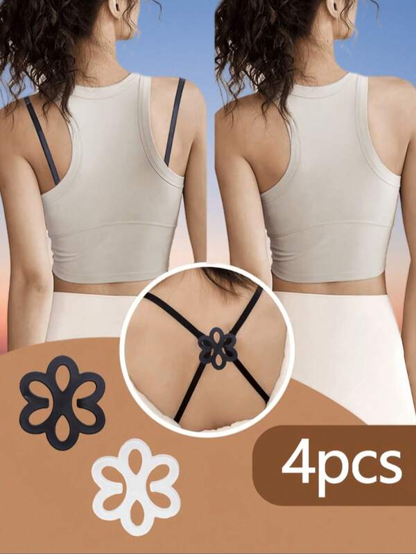 4-Piece/Set Flower Shaped Bra Shoulder Strap Buckle, Invisible Anti Slip Bra Shoulder Strap Buckle Suitable For Travel, Sports, Outdoor And Other Occasions, Can Also Be Given As A Christmas Gift
