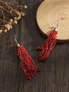 手工串珠钩针耳环，波西米亚风格耳环，时尚复古小耳环吊坠，经典白色/女士时尚耳环配饰，日常/度假/派对百搭耳环，节日礼物之选