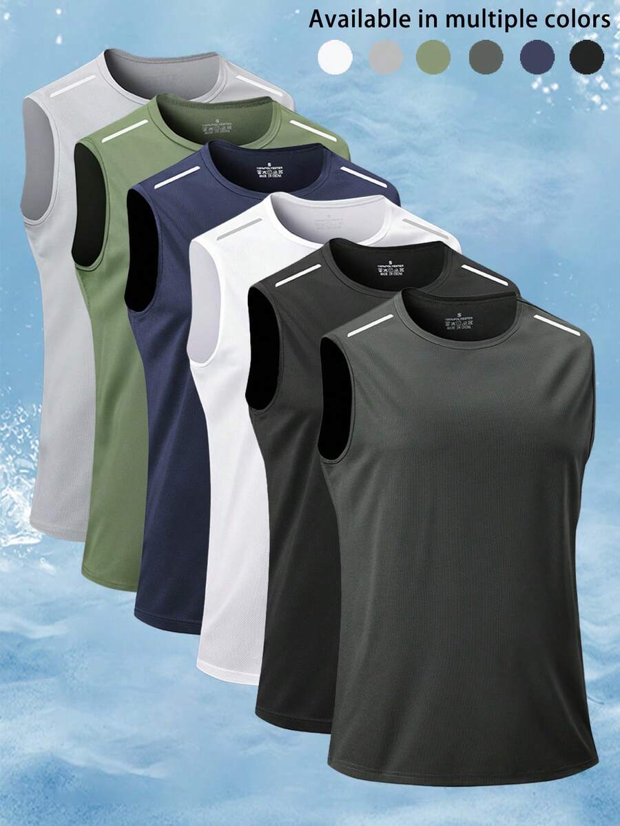 男士无袖速干T恤，篮球训练健身背心，夏季 - 深灰色 - 查看 1