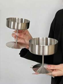 1pc Ins 风格不锈钢冰淇淋杯布丁杯高脚冰淇淋甜品杯冷饮果汁杯 - 彩色 - 查看 3