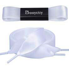 Flat Colorful Satin Shoelaces, 3/ 4inch Width, Women's/Girls' Shoelaces, White, 47inch (120) Cm: Clothing, Shoes, And Jewelry - 白色絲帶 - 查看 2