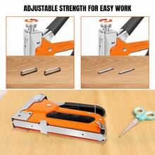 AutoFu Heavy Duty Hand Tacker Staple Gun - 3000 Staples 3 Type Nails Stapler, 3 In 1 Upholstery Stapler For Fixing Material, Decoration, Carpentry, Furniture, Doors And Windows Back To School - Orange - View 5