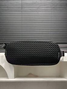 Túi xách nữ thời trang phong cách đường phố Y2K cá tính, túi đeo vai lưới nylon phối nhiều mảnh, dây đeo rời kiểu retro, lý tưởng cho sử dụng hàng ngày và làm quà tặng dịp lễ. - màu đen - Xem 5