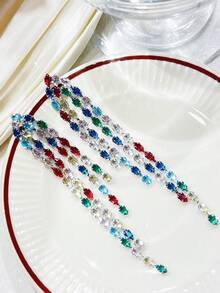 1 đôi Quá quắt Công nghiệp nặng Hợp kim đồng Sọc Hoa tai , Thích hợp Đối với phụ nữ Đến Mặc at Lễ hội & Các bữa tiệc - Bạc - Xem 8