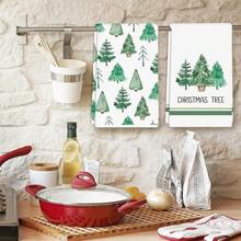 2pcs Christmas Themed Towels, Designed With Christmas Tree And Snowflake Pattern Printed Towels, Machine Washable, Heat-Resistant, Absorbent And Reusable, Suitable For Room Decoration, Kitchen And Bathroom Towels, Party Decoration, Home Decoration, Making It An Ideal Holiday Gift For Christmas. - Multicolor - View 8