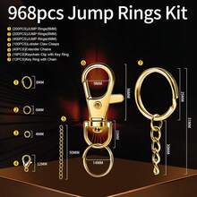 Summer Must-Have,2025 Best SellerLEOBRO Jump Rings, 968pcs Keychain Making Kit, Jewelry Making Supplies, Jump Rings For Jewelry, Charms, Keychain Clips And Keyrings For Key Chains, - 銀色 - 查看 9