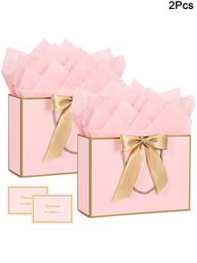 1/2/5 túi quà lớn có ruy băng, túi quà giấy có giấy mỏng và thiệp chúc mừng, túi quà có quai xách, túi quà giấy di động, túi quà sinh nhật/đám cưới/ngày của mẹ phù hợp cho phụ nữ, phù dâu, sinh nhật, ngày lễ tình nhân, tiệc cưới (sâm panh/hồng/xanh/trắng/đen), ngày lễ tình nhân, ngày của mẹ, halloween, giáng sinh, lễ tạ ơn - Nhiều màu - Xem 28