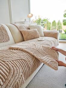 1 szt. Pokrowiec na sofę w stylu boho, jednokolorowy, puszysty – pikowany, antypoślizgowy, odpowiedni na każdą porę roku, łatwy w pielęgnacji, nadający się do prania w pralce, przyjazny dla zwierząt, miękki i wygodny – idealny do salonu, sypialni, biura, wystroju domu, ochrona sofy dla kombinacji od jedno- do trzyosobowej.