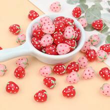 10/15 hạt dâu tây lỗ thẳng Acrylic nhiều màu, đồ trang sức tự làm, vòng cổ, vòng tay, hạt trang trí hình trái cây làm quà tặng ngày lễ - Hạt dâu tây - Xem 4