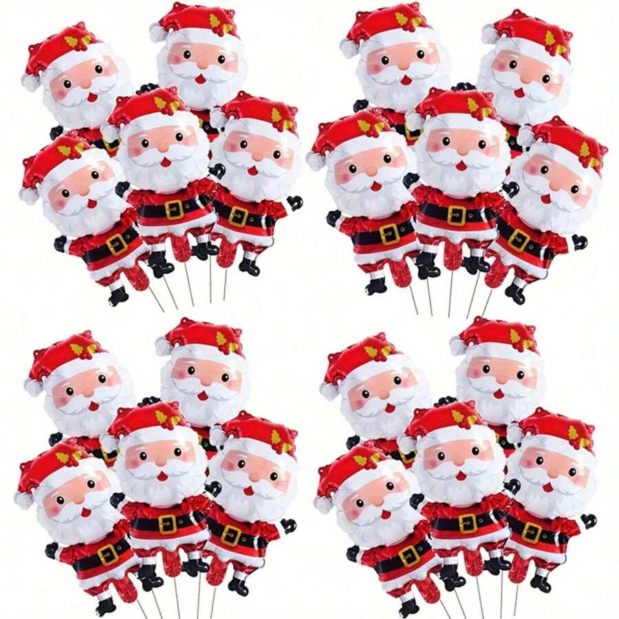 Set de 10 piezas de globos de papel de aluminio en forma de hombrecillo de jengibre mini, decoración navideña - Colores mixtos - Ver 1