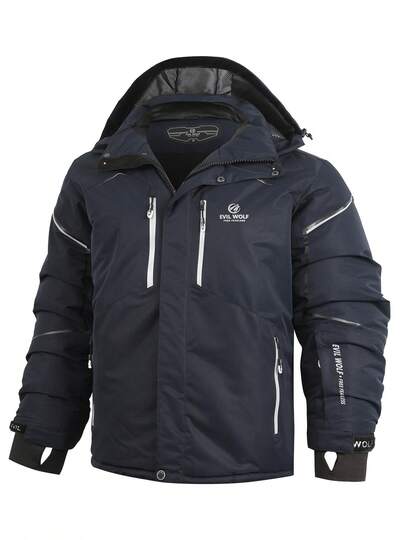 Men's Winter Jacket Outdoor Fashion Thickened Warm Ski Suit Men's Hooded Mountaineering Charge Suit Korean Fashion Casual Handsome Cotton Jacket Big Pocket Men's Ski Suit