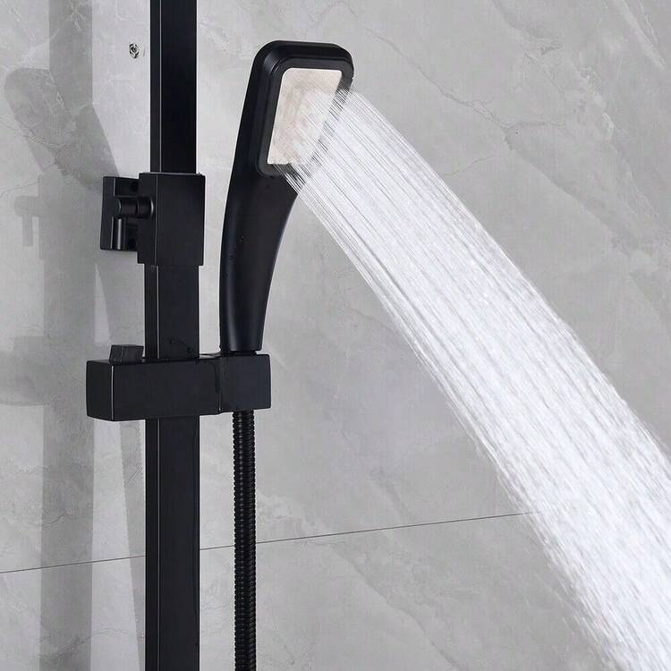 YUNRUX Shower System With Thermostat Shower Fitting Rain Shower Shower Shower Column Shower Set - 黑色 - 查看 7