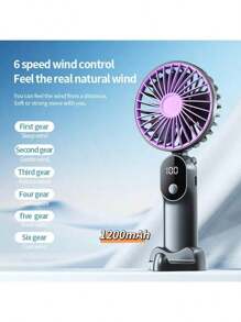 AOYI 便携式手持风扇，带 USB 可充电 LED 显示屏和底座，适合室内外使用 - 非常适合办公室、卧室、户外旅行和露营、空调、便携式空调、冷却器、空调、节日必需品 - 漸層色 - 查看 7