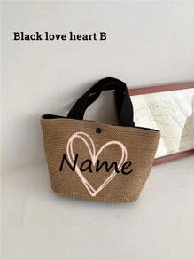 1pc Customizable Bohemian Style Large Woven Tote Bag, Customize Roomy Black White Handbag For Beach, Camping Outdoors, Fabric With Magnetic Closure, Ideal For Women's Adventure, Beach Bag, For Commuting, School And Shopping, Convenient For Outdoor Use, Teacher Gift, Perfect Choice For Vacation And Festival, Thanksgiving Gifts, Best Teacher, Middle School Students, High School Senior High School Students, College Students, University Students, Freshman, Sophomore, Underclassmen
