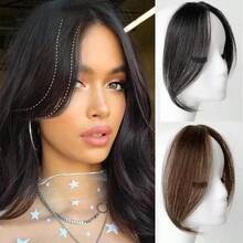 Synthetic False Bangs Hair Extensions Clip In Eight-Character Bangs Part French Natural Fake Fringe Hair Piece For Women Side Bangs Fake Hair