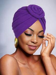 Awegeo 女士纯色头巾，带装饰细节 - 休闲时尚头巾，适合居家和日常佩戴 - 彩色 - 查看 7